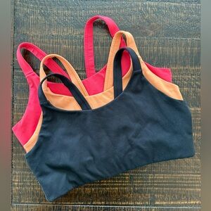 Girlfriend Collective Lou V-Back sports bra, lot of 3 black orange pink size L